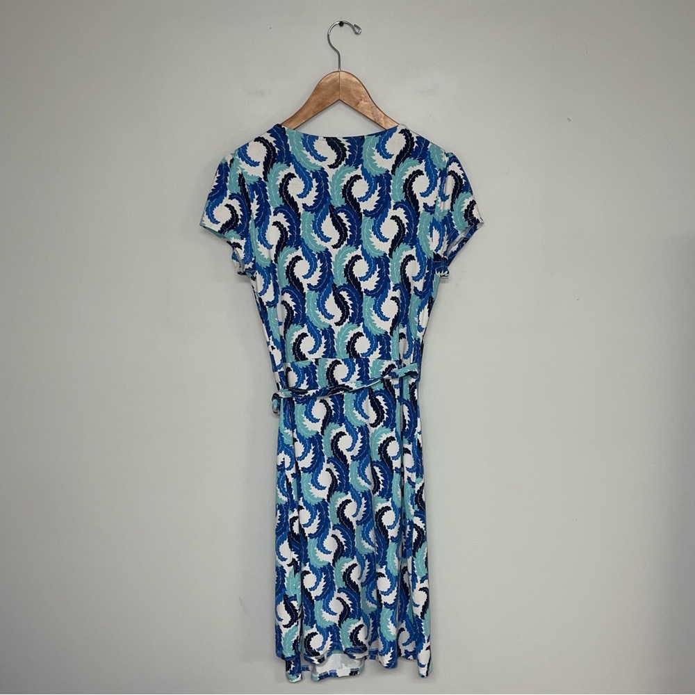 Boden Dress Women’s Size 8 US‎ Blue White Jersey Wrap Knee Length - Picture 7 of 9